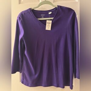NWT Chico's Purple Amethyst 100% cotton tee